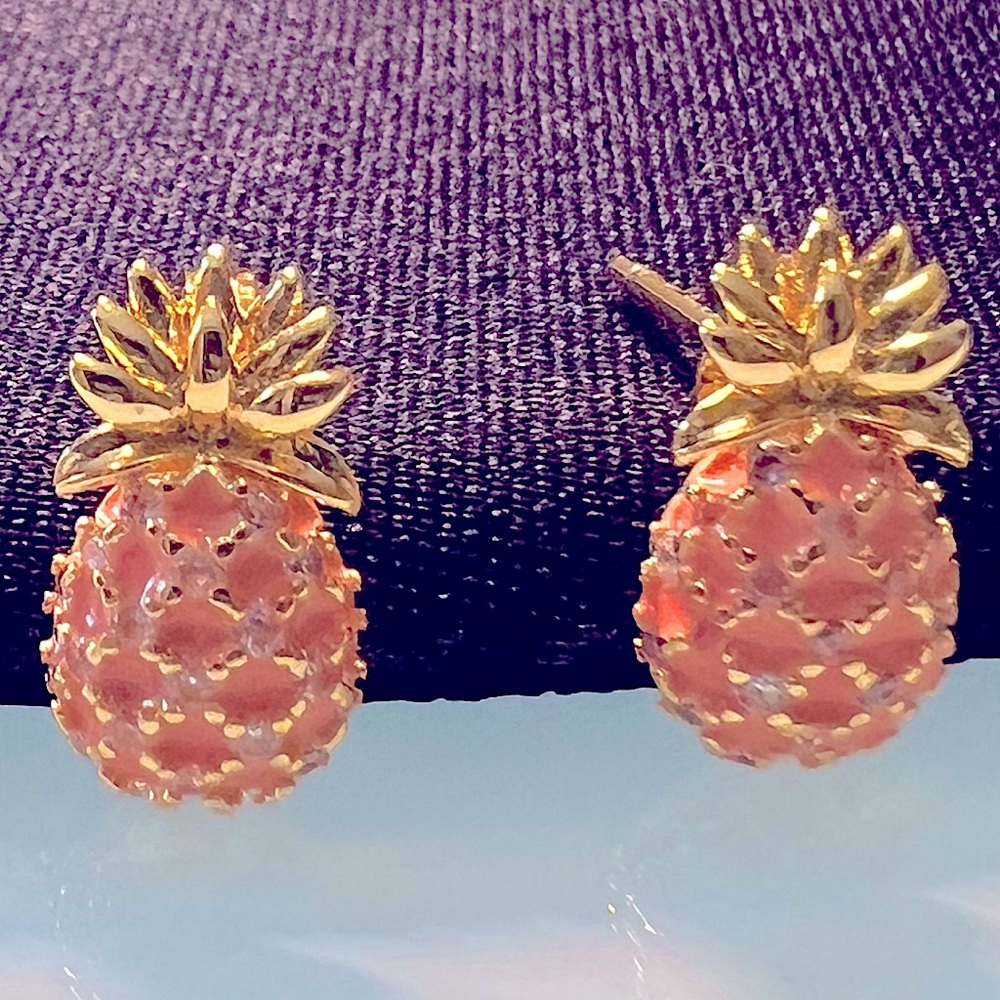 Gold Plated Pineapple Stud Earrings